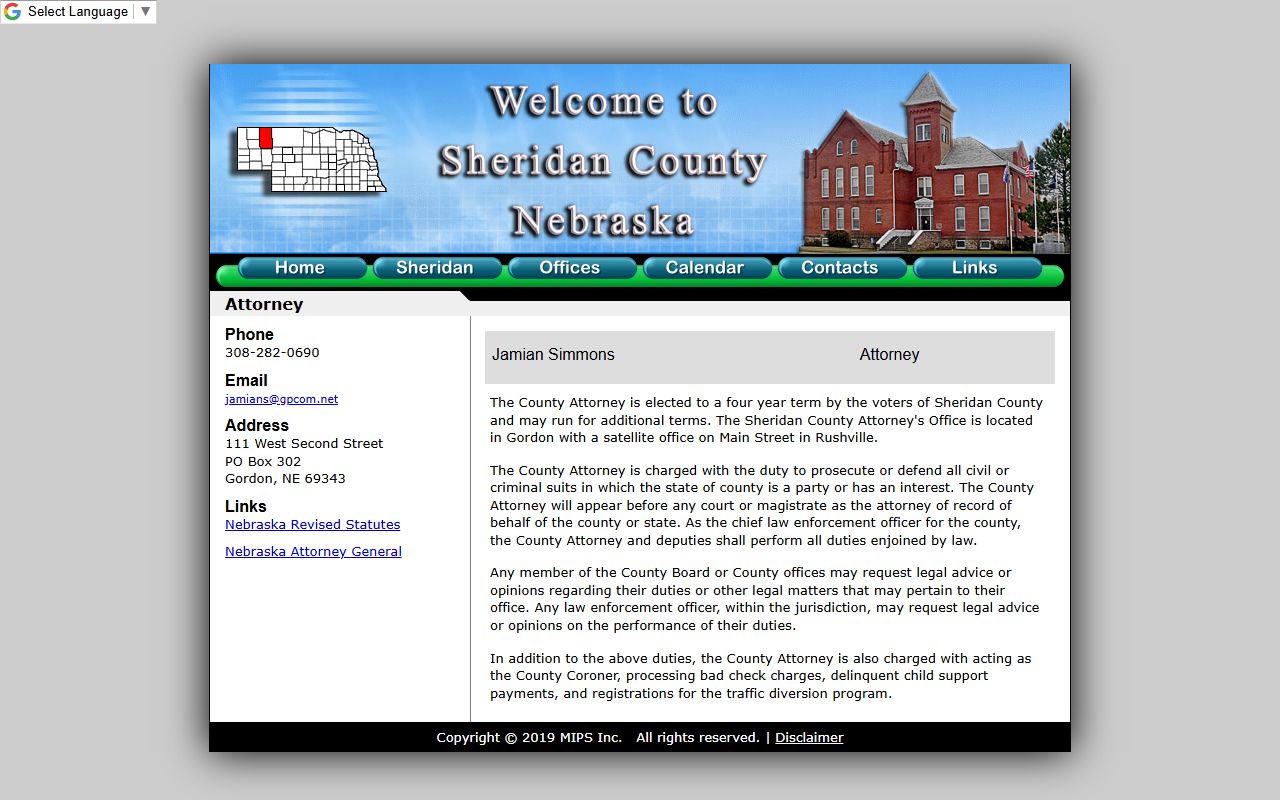 Sheridan County Attorney official contact page