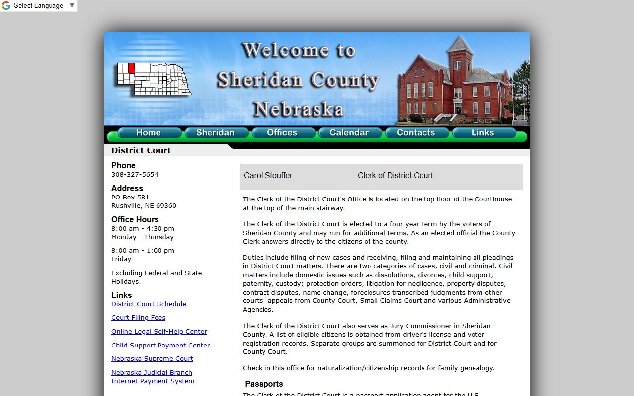 Sheridan County Clerk of District Court official page