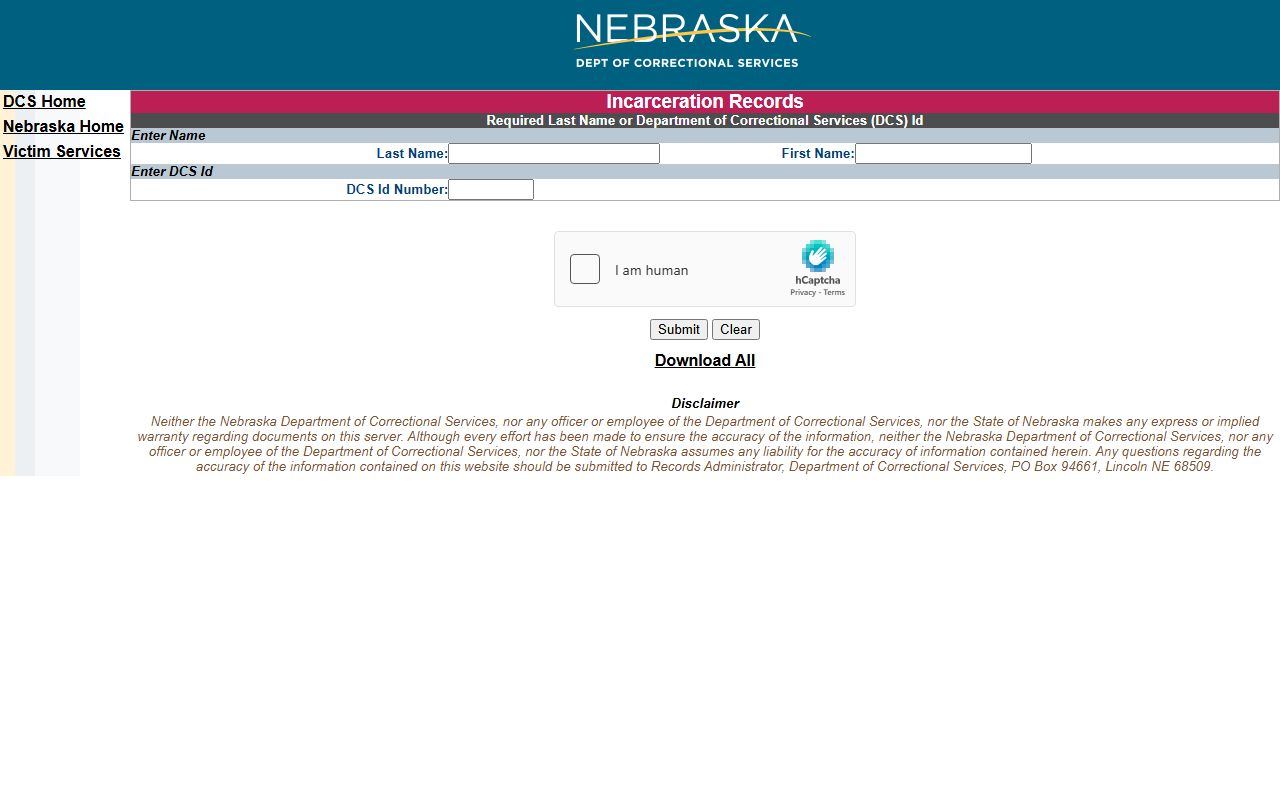 Nebraska NDCS inmate locator for Sheridan County state prison searches